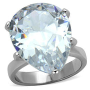 TK1750 - High polished (no plating) Stainless Steel Ring with AAA Grade CZ  in Clear-0