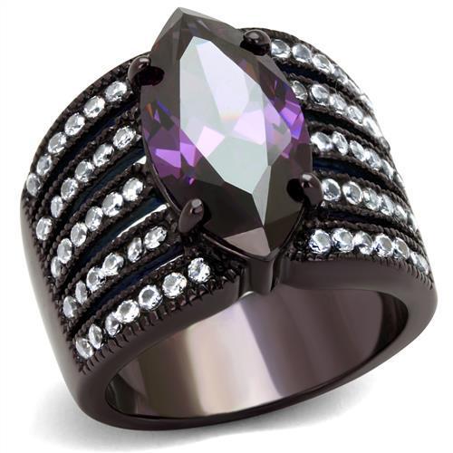TK1752DC - IP Dark Brown (IP coffee) Stainless Steel Ring with AAA Grade CZ  in Amethyst-0