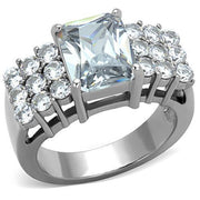 TK1753 - High polished (no plating) Stainless Steel Ring with AAA Grade CZ  in Clear-0
