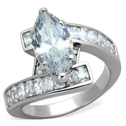 TK1754 - High polished (no plating) Stainless Steel Ring with AAA Grade CZ  in Clear-0