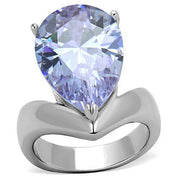 TK1755 - High polished (no plating) Stainless Steel Ring with AAA Grade CZ  in Light Amethyst-0