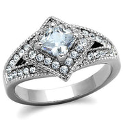 TK1760 - High polished (no plating) Stainless Steel Ring with AAA Grade CZ  in Clear-0