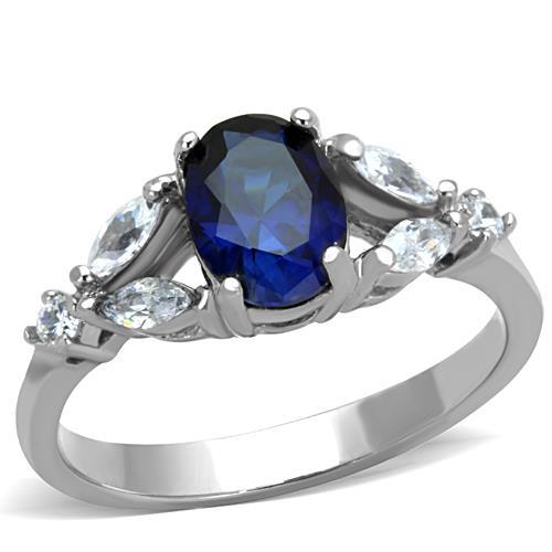 TK1764 - High polished (no plating) Stainless Steel Ring with Synthetic Synthetic Glass in Montana-0