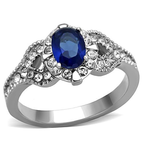TK1765 - High polished (no plating) Stainless Steel Ring with Synthetic Synthetic Glass in Montana-0