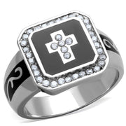 TK1766 - High polished (no plating) Stainless Steel Ring with AAA Grade CZ  in Clear-0