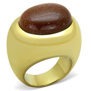 TK1781 - IP Gold(Ion Plating) Stainless Steel Ring with Synthetic Twinkling in Topaz-0