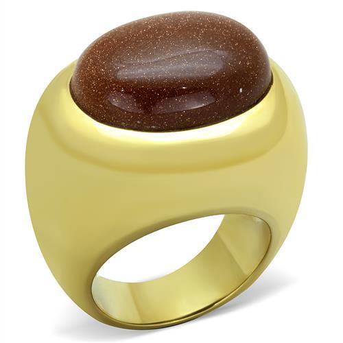 TK1781 - IP Gold(Ion Plating) Stainless Steel Ring with Synthetic Twinkling in Topaz-0