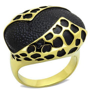 TK1784 - IP Gold(Ion Plating) Stainless Steel Ring with Epoxy  in Jet-0