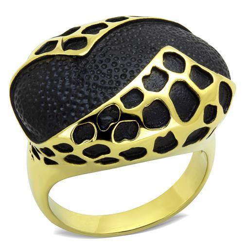 TK1784 - IP Gold(Ion Plating) Stainless Steel Ring with Epoxy  in Jet-0