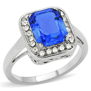 TK178 - High polished (no plating) Stainless Steel Ring with Top Grade Crystal  in Sapphire-0