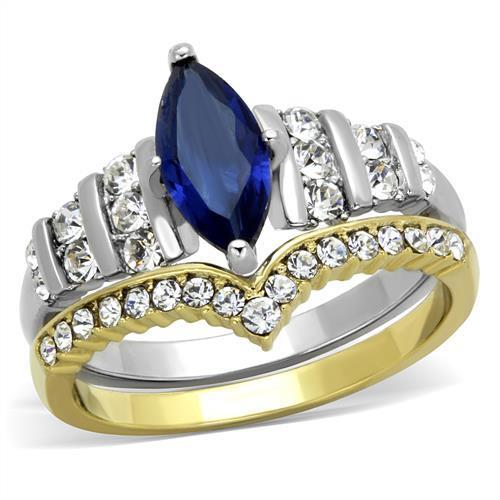 TK1796 - Two-Tone IP Gold (Ion Plating) Stainless Steel Ring with Synthetic Synthetic Glass in Montana-0