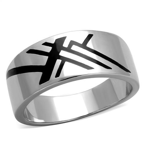 TK1800 - High polished (no plating) Stainless Steel Ring with Epoxy  in Jet-0