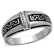 TK1801 - High polished (no plating) Stainless Steel Ring with Top Grade Crystal  in Clear-0