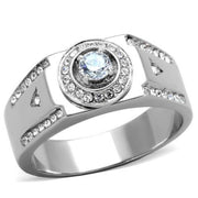 TK1819 - High polished (no plating) Stainless Steel Ring with AAA Grade CZ  in Clear-0