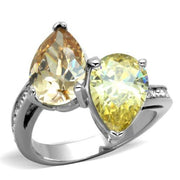 TK1820 - High polished (no plating) Stainless Steel Ring with AAA Grade CZ  in Multi Color-0