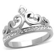 TK1821 - High polished (no plating) Stainless Steel Ring with Top Grade Crystal  in Clear-0