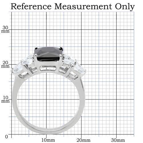 TK182 - High polished (no plating) Stainless Steel Ring with AAA Grade CZ  in Jet-1