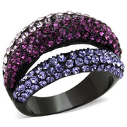 TK1831 - IP Black(Ion Plating) Stainless Steel Ring with Top Grade Crystal  in Multi Color-0