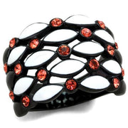 TK1832 - IP Black(Ion Plating) Stainless Steel Ring with Top Grade Crystal  in Garnet-0