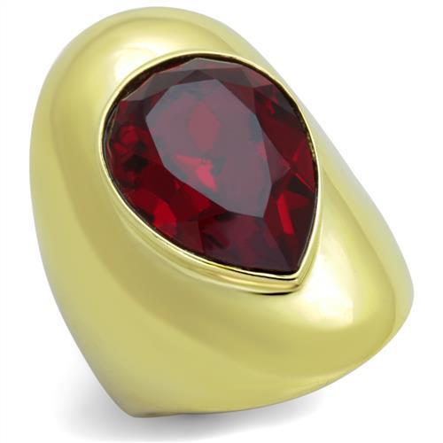 TK1836 - IP Gold(Ion Plating) Stainless Steel Ring with Top Grade Crystal  in Siam-0
