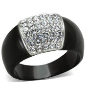 TK1840 - Two-Tone IP Black (Ion Plating) Stainless Steel Ring with Top Grade Crystal  in Clear-0
