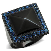 TK1841 - IP Black(Ion Plating) Stainless Steel Ring with Top Grade Crystal  in Montana-0