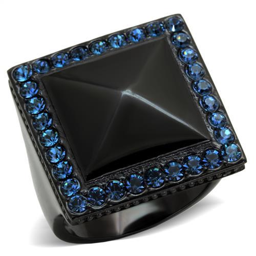 TK1841 - IP Black(Ion Plating) Stainless Steel Ring with Top Grade Crystal  in Montana-0