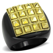 TK1842 - IP Gold+ IP Black (Ion Plating) Stainless Steel Ring with No Stone-0