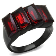 TK1854 - IP Black(Ion Plating) Stainless Steel Ring with Synthetic Synthetic Glass in Siam-0