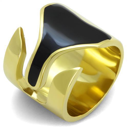 TK1860 - IP Gold(Ion Plating) Stainless Steel Ring with Epoxy  in Jet-0