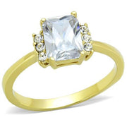 TK1876 - IP Gold(Ion Plating) Stainless Steel Ring with AAA Grade CZ  in Clear-0