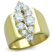 TK1879 - IP Gold(Ion Plating) Stainless Steel Ring with AAA Grade CZ  in Clear-0