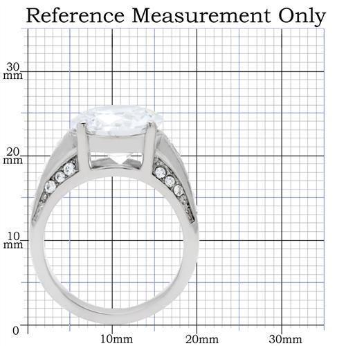 TK187 - High polished (no plating) Stainless Steel Ring with AAA Grade CZ  in Clear-1