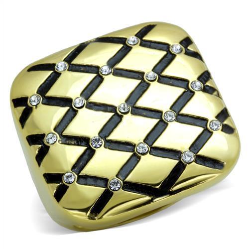 TK1886 - IP Gold(Ion Plating) Stainless Steel Ring with Top Grade Crystal  in Clear-0
