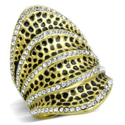 TK1887 - IP Gold(Ion Plating) Stainless Steel Ring with Top Grade Crystal  in Clear-0