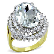 TK1894 - Two-Tone IP Gold (Ion Plating) Stainless Steel Ring with Top Grade Crystal  in Clear-0