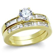TK1897 - IP Gold(Ion Plating) Stainless Steel Ring with AAA Grade CZ  in Clear-0
