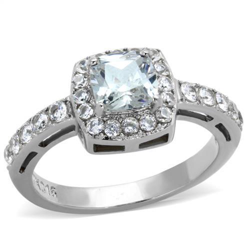 TK1899N - High-Polished Stainless Steel Ring with AAA Grade CZ  in Clear-0