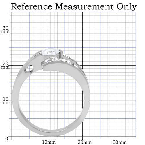 TK189 - High polished (no plating) Stainless Steel Ring with AAA Grade CZ  in Clear-1
