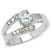 TK189 - High polished (no plating) Stainless Steel Ring with AAA Grade CZ  in Clear-0