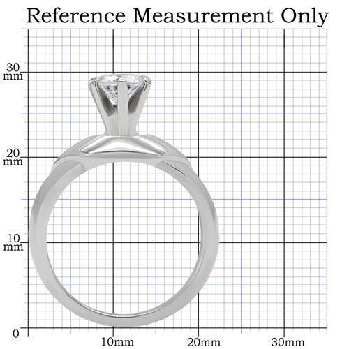 TK191 - High polished (no plating) Stainless Steel Ring with AAA Grade CZ  in Clear-1