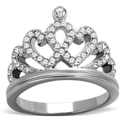 TK1923 - High polished (no plating) Stainless Steel Ring with Top Grade Crystal  in Clear-0