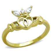 TK1926 - IP Gold(Ion Plating) Stainless Steel Ring with AAA Grade CZ  in Clear-0