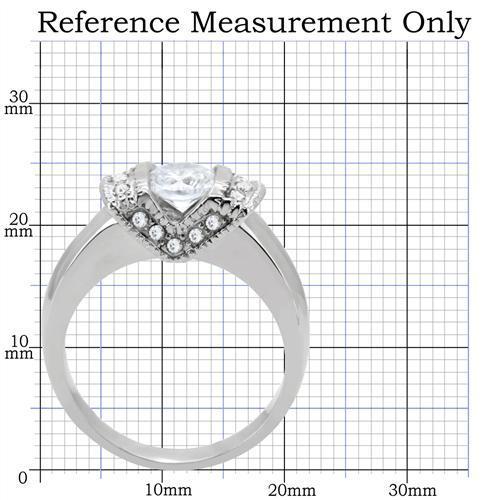 TK194 - High polished (no plating) Stainless Steel Ring with AAA Grade CZ  in Clear-1