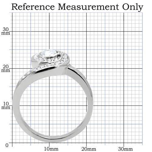 TK195 - High polished (no plating) Stainless Steel Ring with AAA Grade CZ  in Clear-1