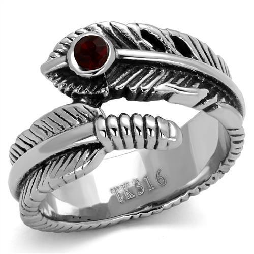 TK1967 - High polished (no plating) Stainless Steel Ring with Top Grade Crystal  in Siam-0