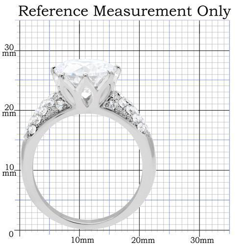 TK197 - High polished (no plating) Stainless Steel Ring with AAA Grade CZ  in Clear-1