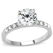 TK198 - High polished (no plating) Stainless Steel Ring with AAA Grade CZ  in Clear-0
