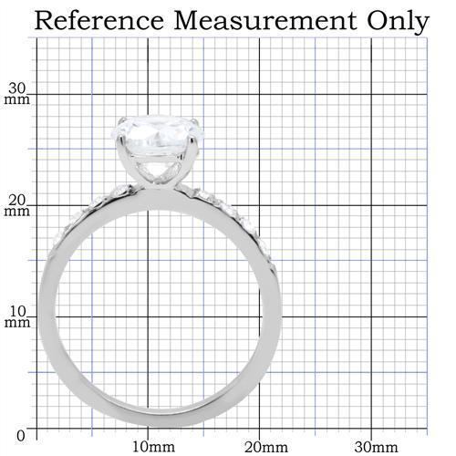 TK198 - High polished (no plating) Stainless Steel Ring with AAA Grade CZ  in Clear-1