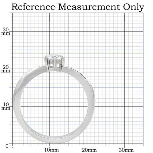 TK201 - High polished (no plating) Stainless Steel Ring with AAA Grade CZ  in Clear-1